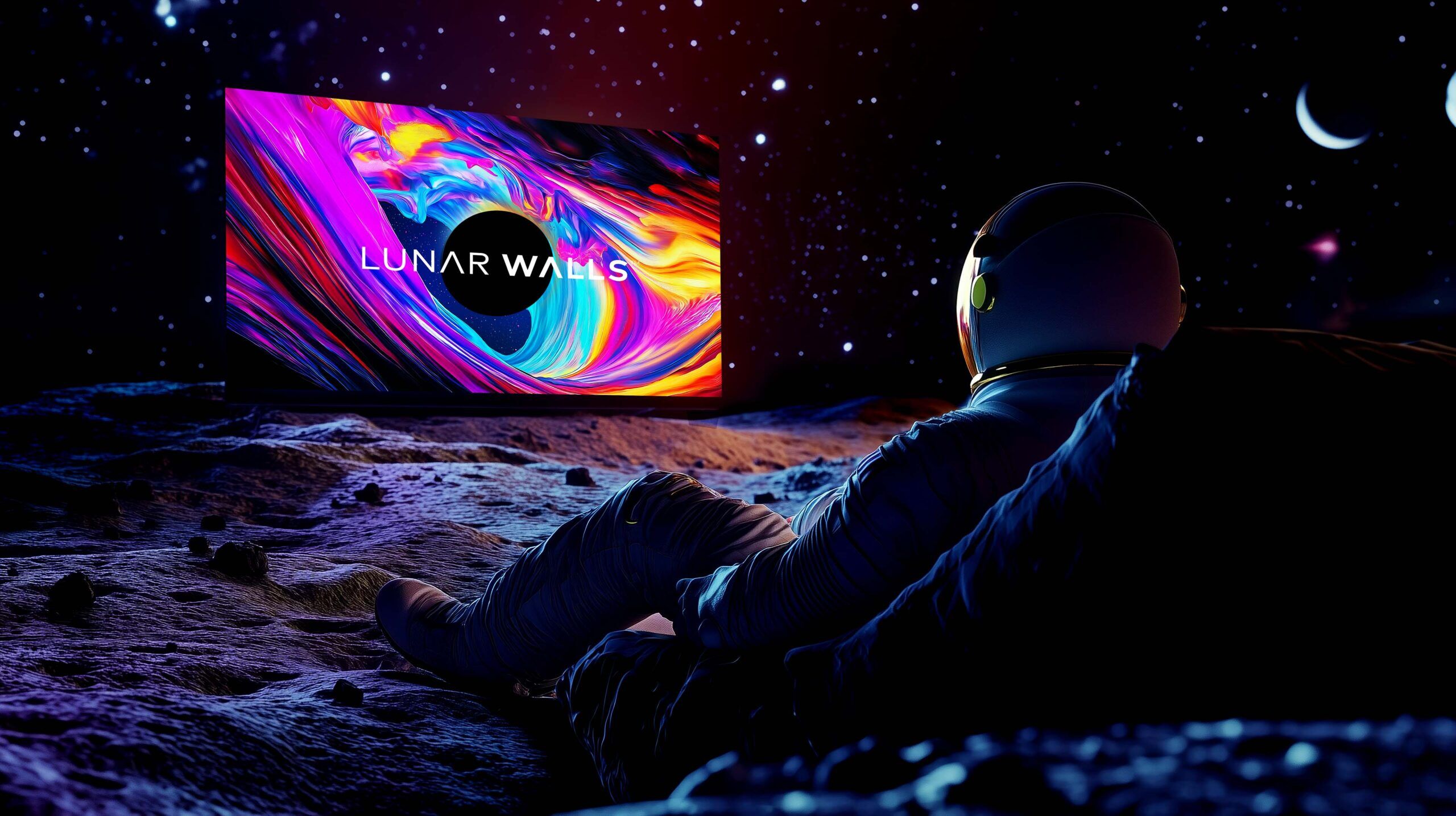 astronaut watching lunar walls